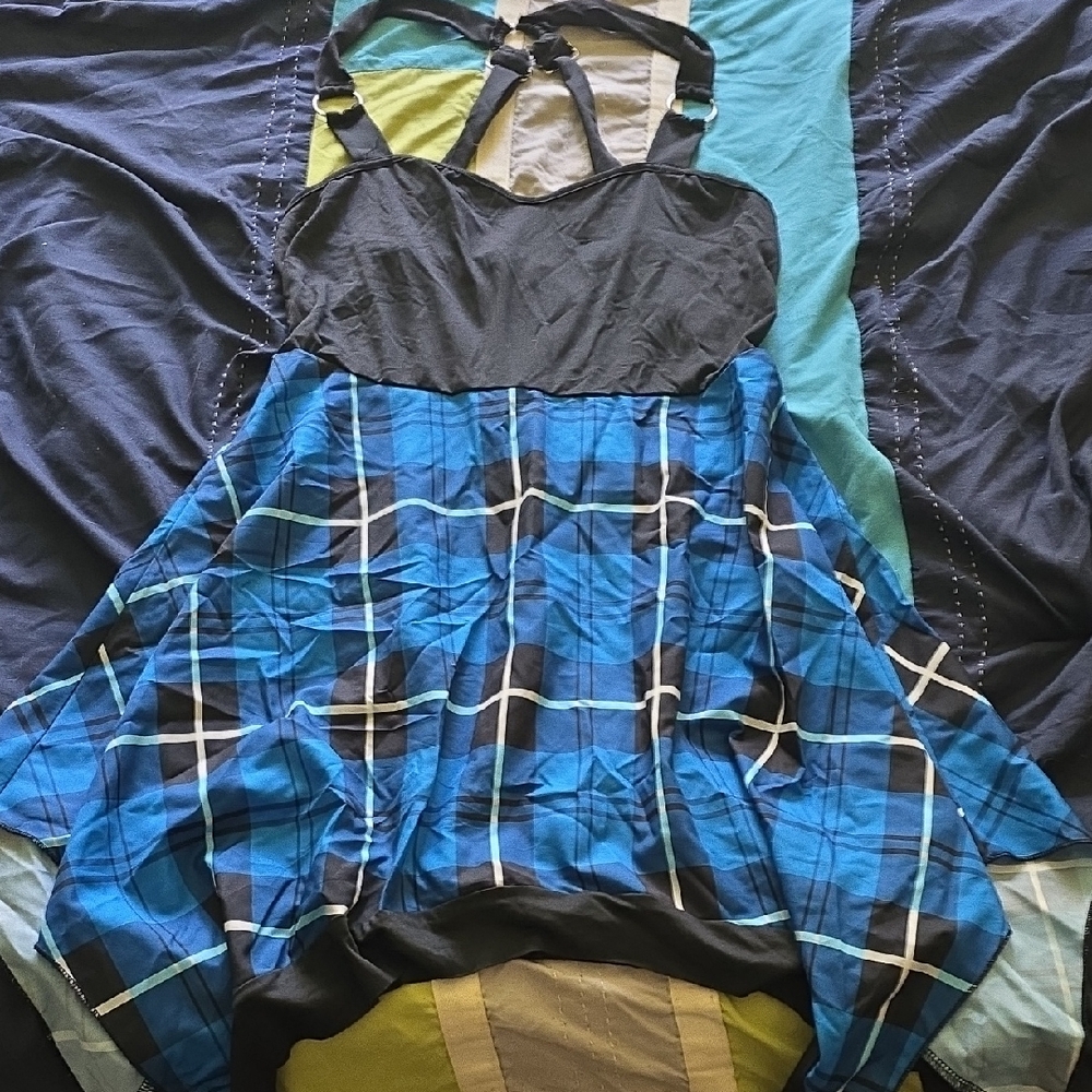 Blue and Black Plaid Dress